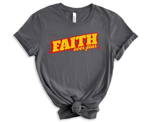 Faith Over Fear red yellow