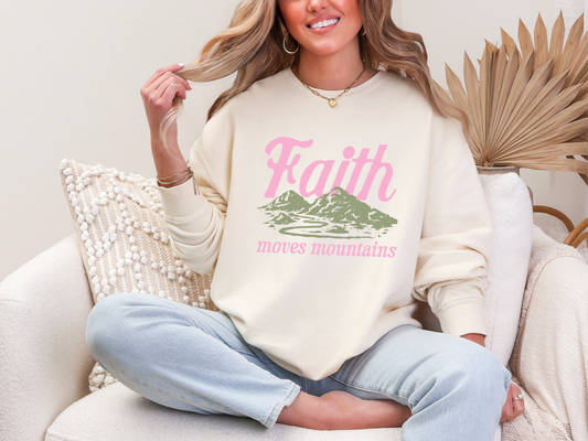 Faith Moves Mountains Pink Green DTF TRANSFER