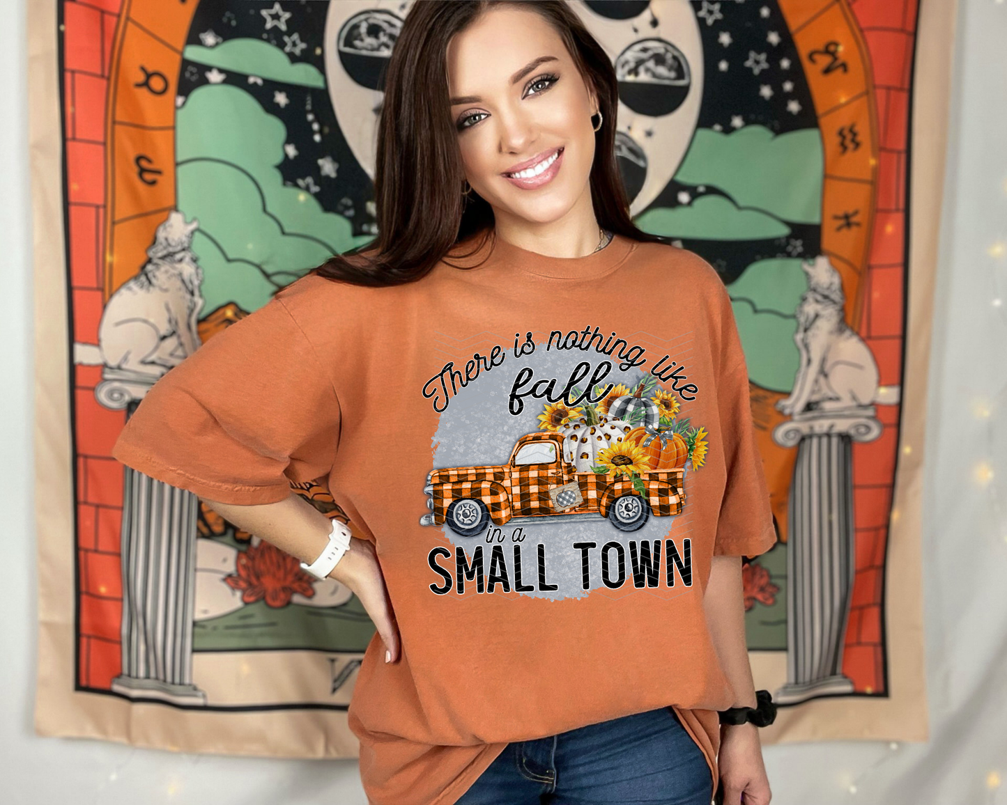 Fall In A Small Town Orange Truck DTF TRANSFER