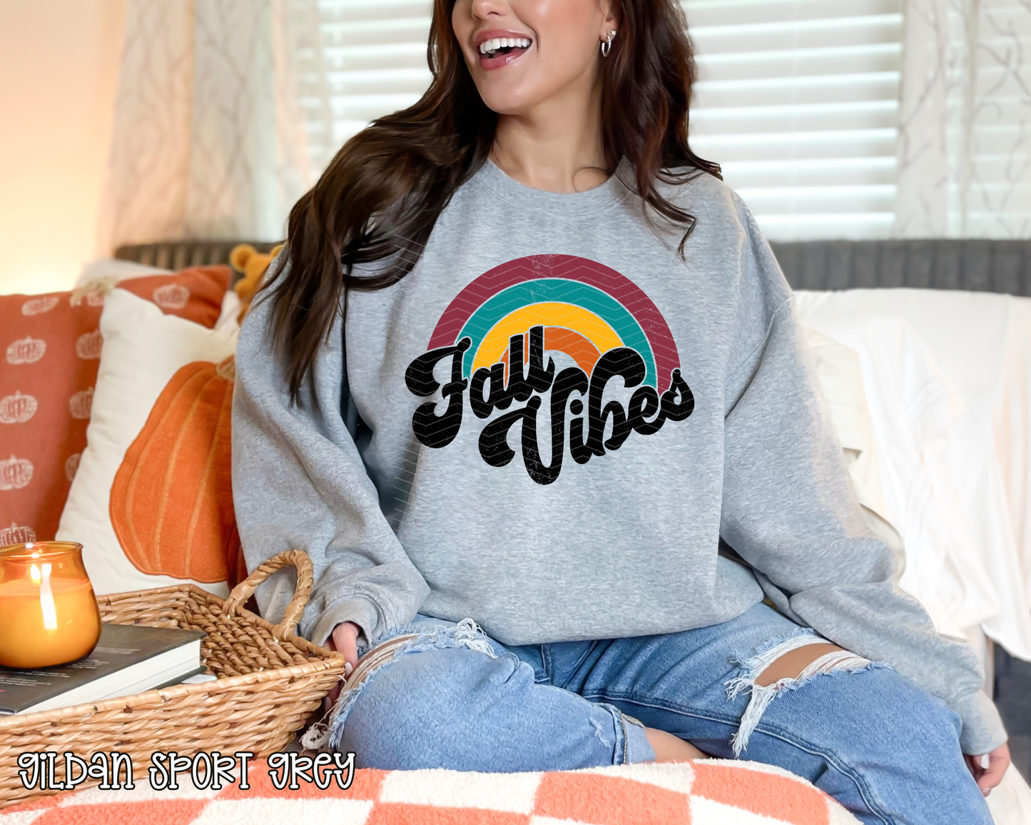 Fall Vibes Vintage Rainbow DTF TRANSFER