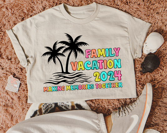 Family Vacation 2024 Dots Palm Trees DTF TRANSFER