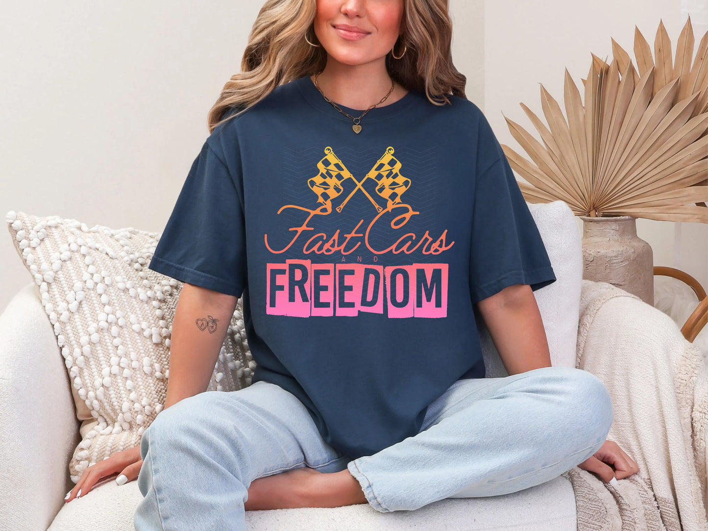 Fast Cars and Freedom Pink DTF TRANSFER