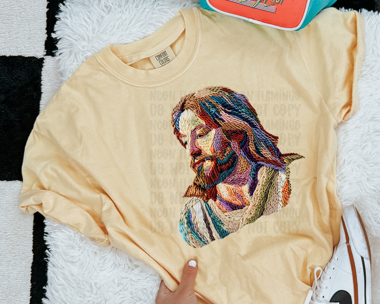 Faux Embroidery Jesus DTF TRANSFER