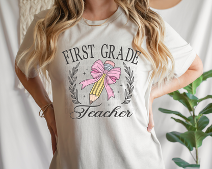 First Grade Teacher Pencil Bow