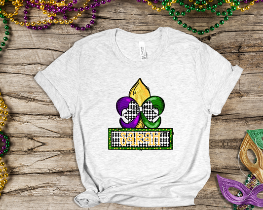 Fleur De Lis with Bow Name Patch DTF TRANSFER