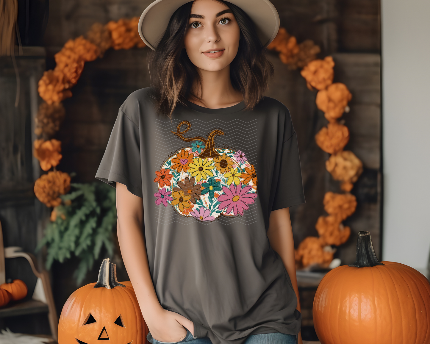 Floral Boho Pumpkin