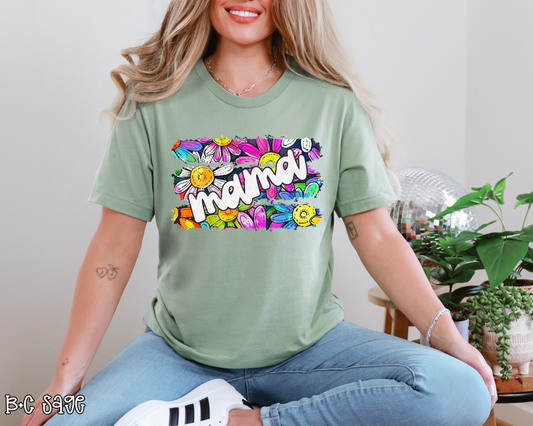 Floral Mama Rainbow Brushstroke DTF TRANSFER