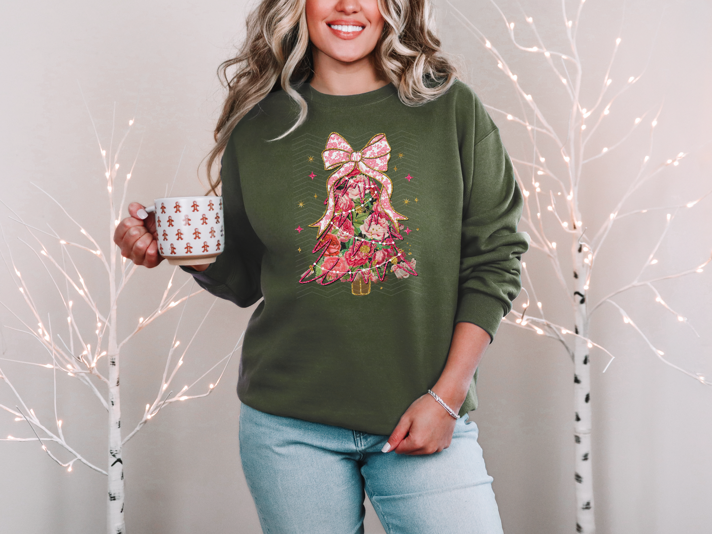 Floral Toile Christmas Tree DTF TRANSFER