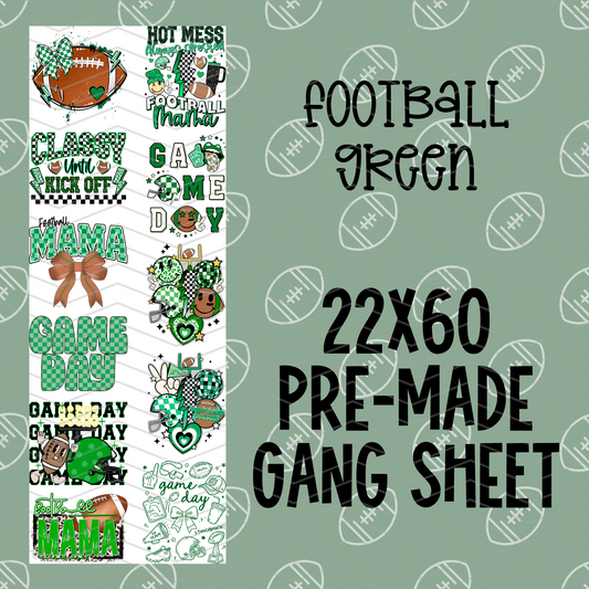 Football Green Pre-Made Gang Sheet - 22x60