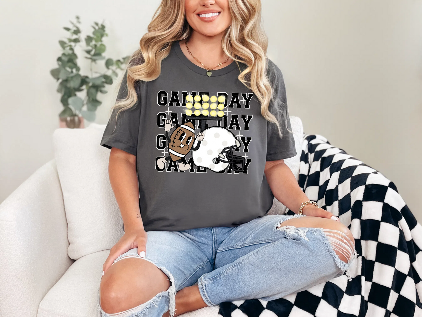 Football Game Day White DTF TRANSFER