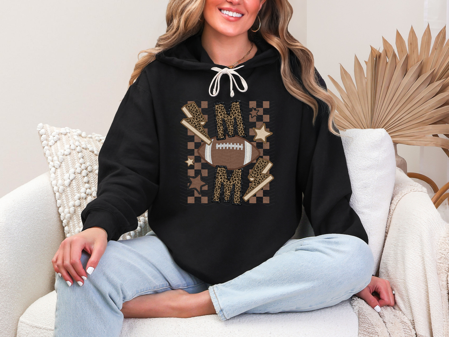 Football Mom Leopard Faux Embroidery DTF TRANSFER