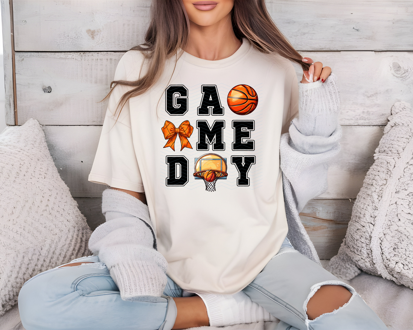 Game Day Basketball Bow DTF TRANSFER