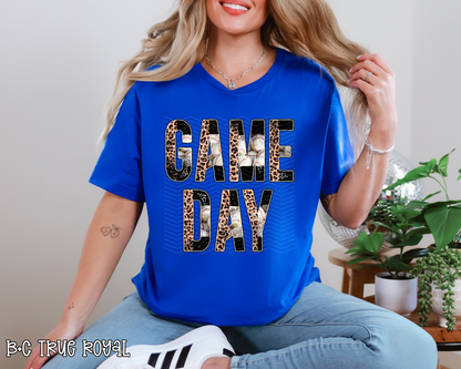 Game Day Half Leopard Baseball Text
