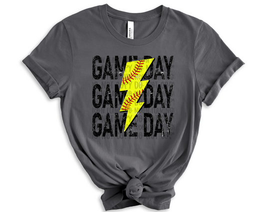 Game Day Softball Lightning Bolt DTF TRANSFER