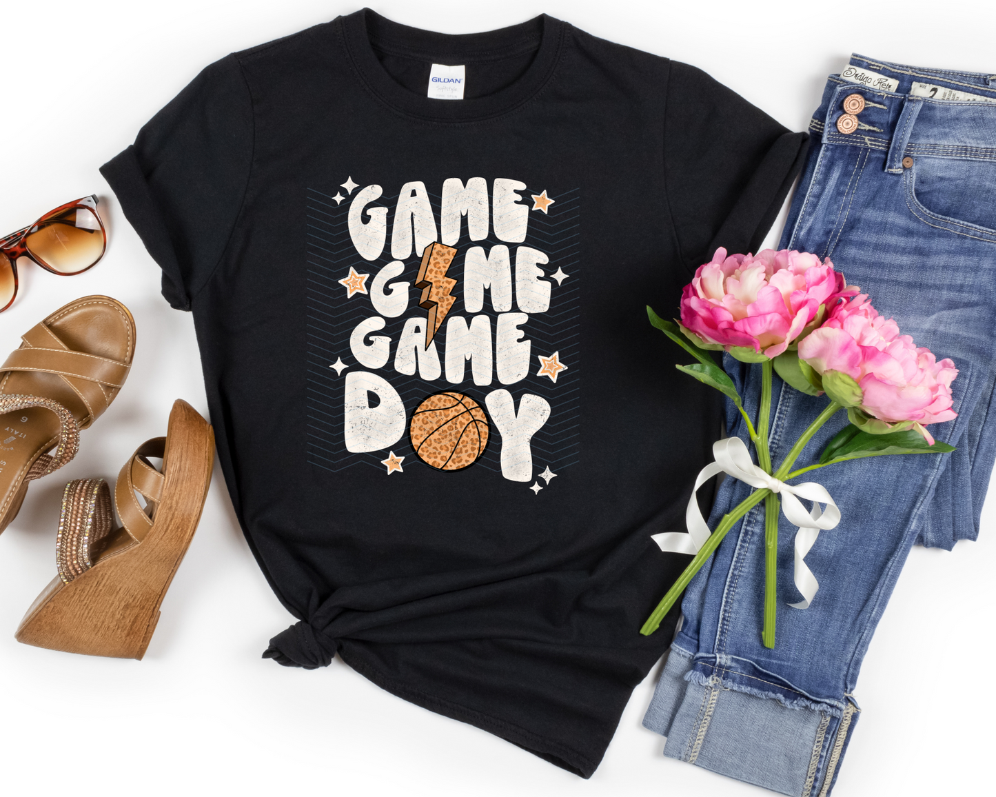 Game Day Basketball white grunge