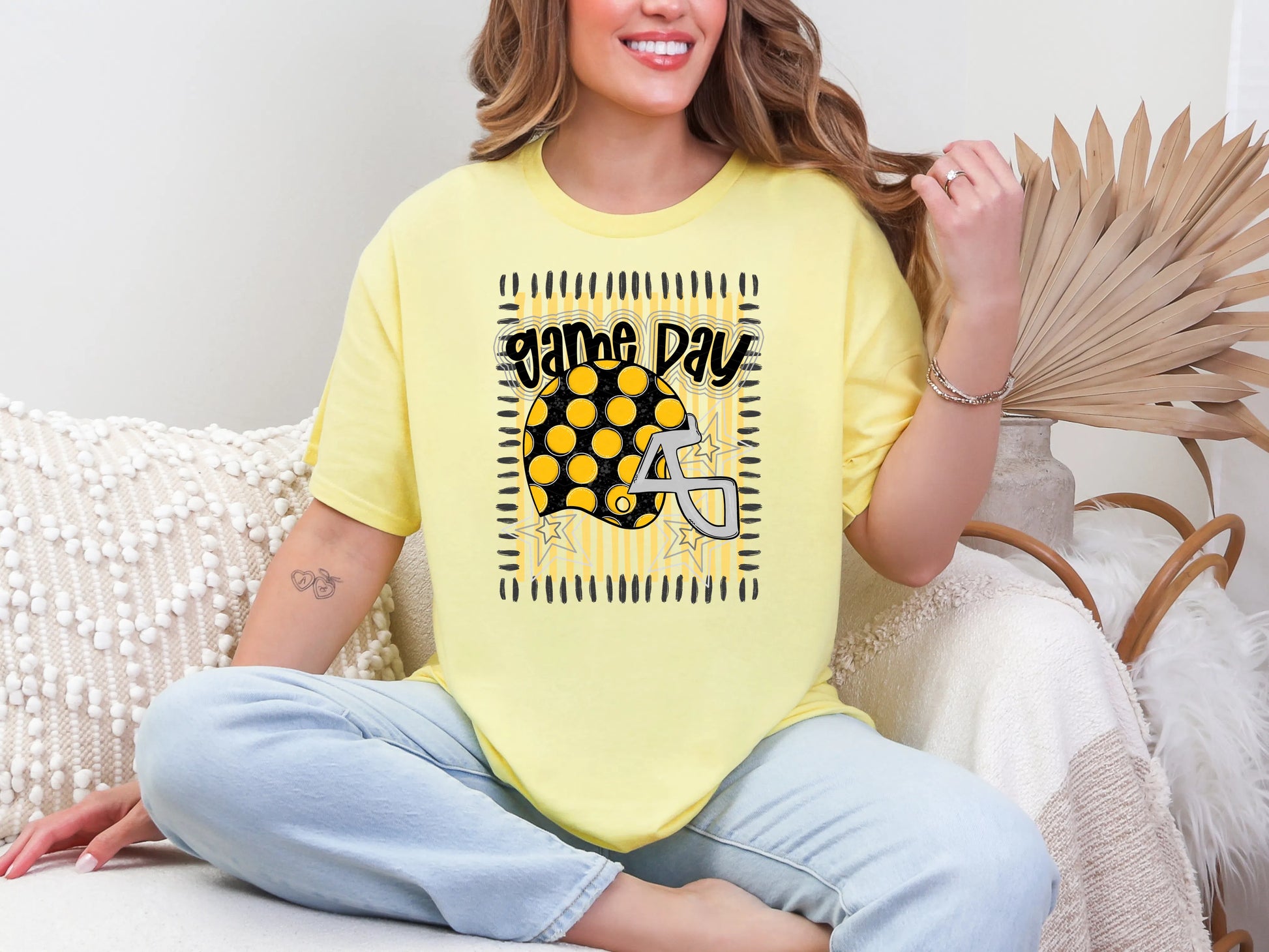 Game Day Black Yellow DTF TRANSFER