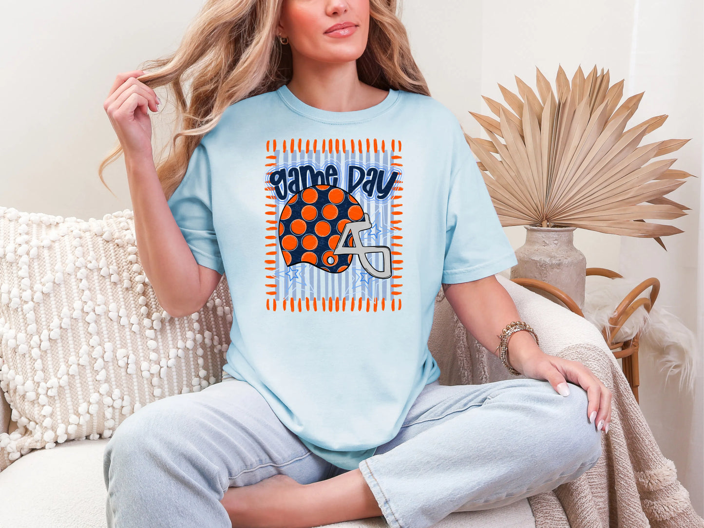 Game Day Navy Orange DTF TRANSFER