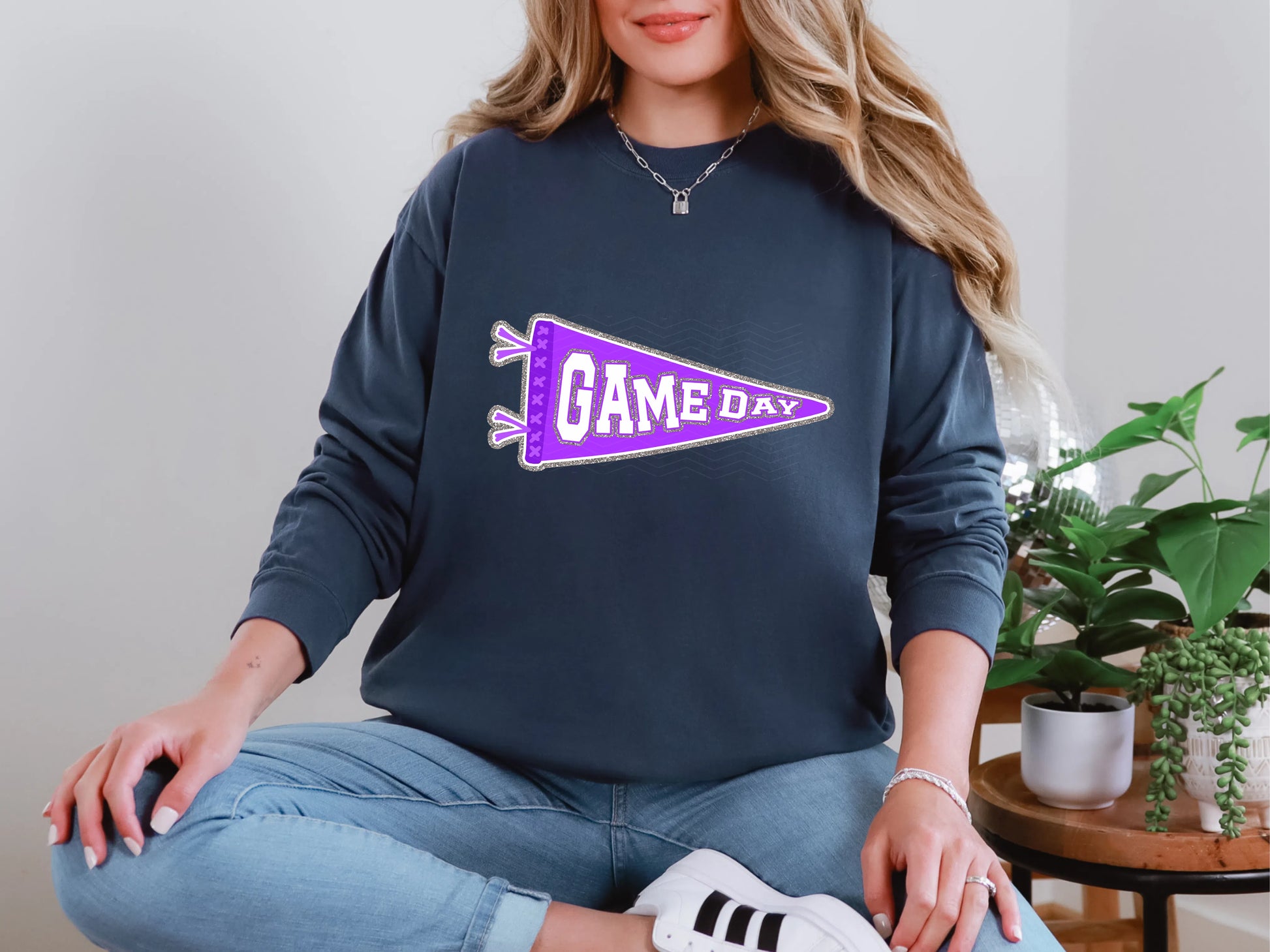 Game Day Pendant Silver 18 Purple DTF TRANSFER