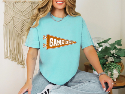 Game Day Pendant Silver 6 Oragne Burnt DTF TRANSFER