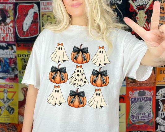 Ghost Pumpkin Coquette Orange Bow