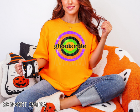 Ghouls Rule Retro Circle DTF TRANSFER