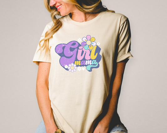 Girl Mama Floral Distressed DTF TRANSFER