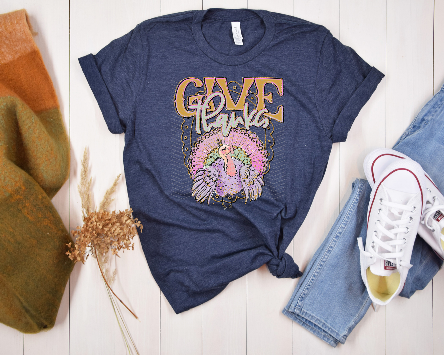 Give Thanks Pink Glitter Turkey