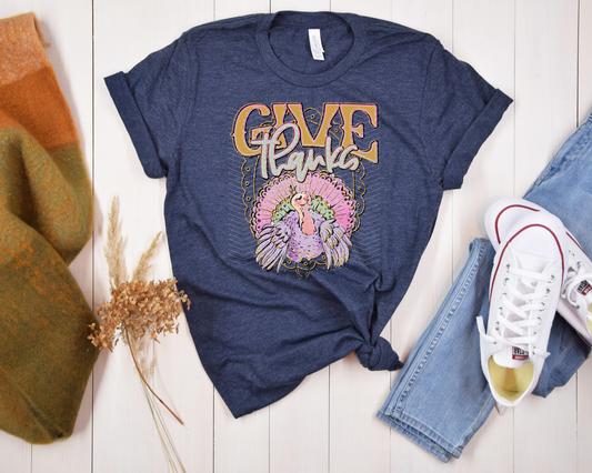 Give Thanks Pink Glitter Turkey