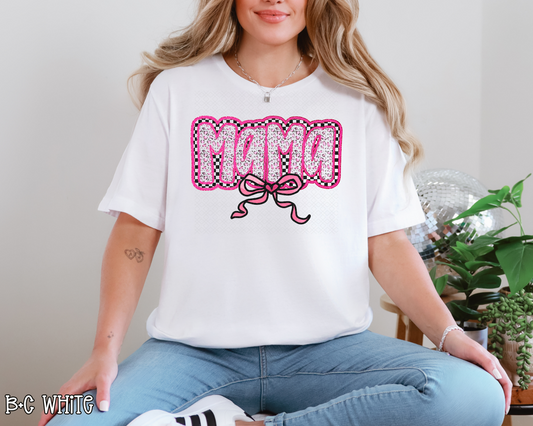 Glitter Pink Mama Coquette Bow DTF TRANSFER