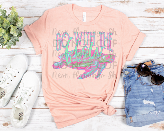 Go With The Flow pink turtle