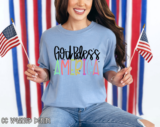 God Bless America Colorful DTF TRANSFER