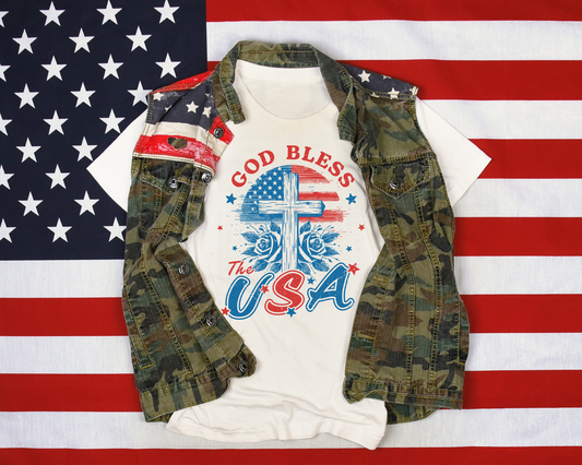 God Bless The USA Distressed DTF TRANSFER