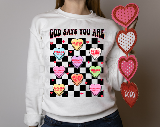 God Says You Are Valentine Checkered