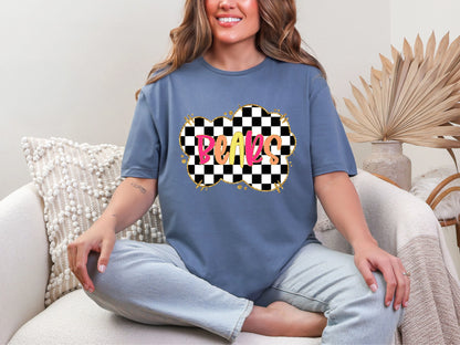 Gold Border Checkerboard Bears DTF TRANSFER