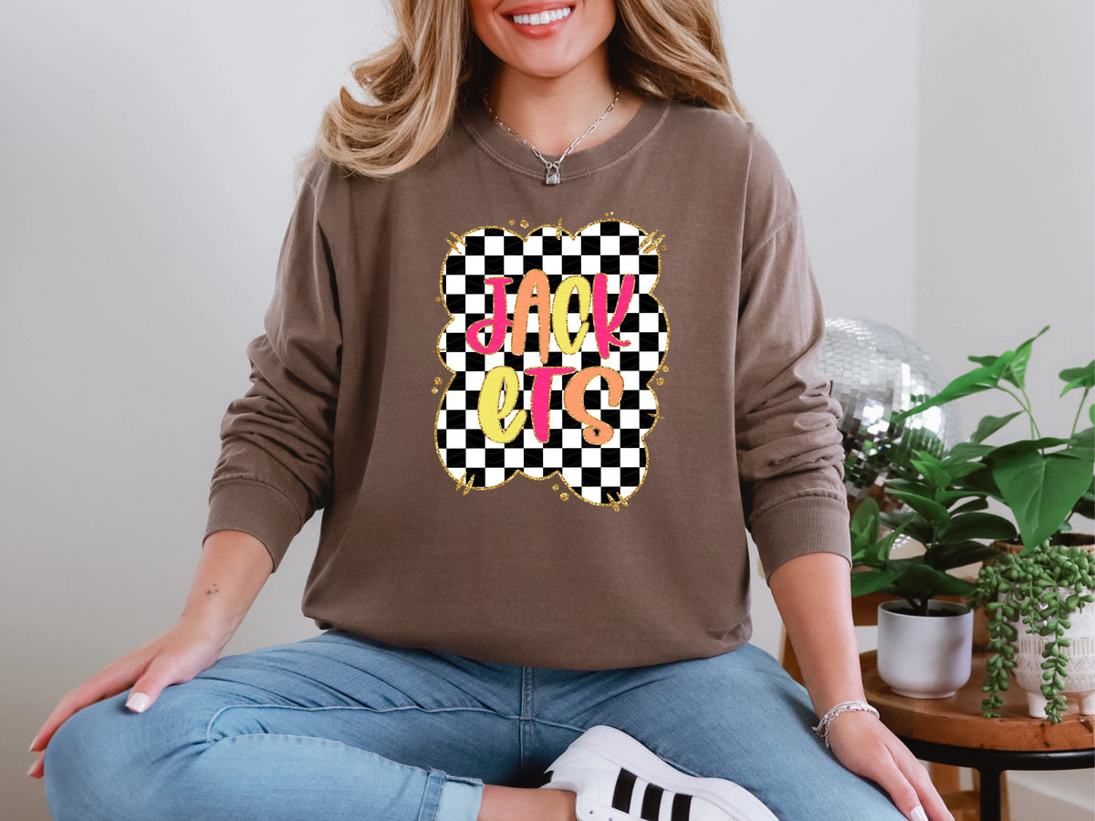 Gold Border Checkerboard Jackets DTF TRANSFER
