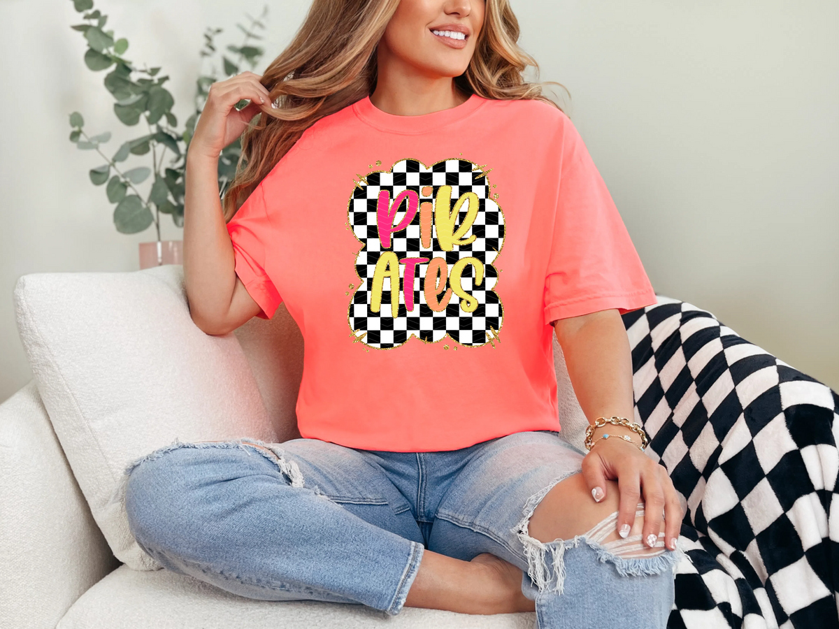 Gold Border Checkerboard Pirates DTF TRANSFER