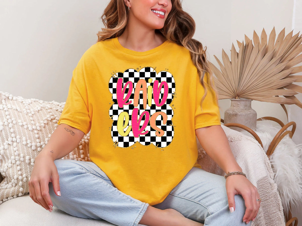 Gold Border Checkerboard Raiders DTF TRANSFER
