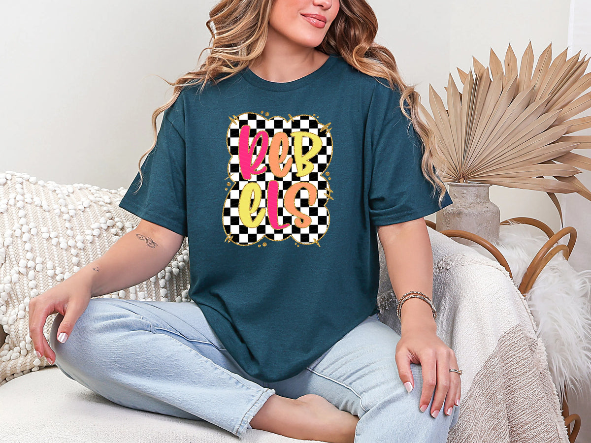 Gold Border Checkerboard Rebels DTF TRANSFER