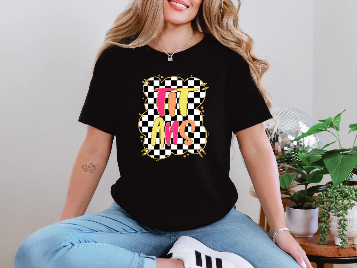Gold Border Checkerboard Titans DTF TRANSFER