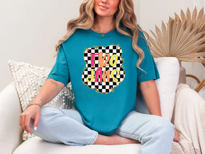 Gold Border Checkerboard Trojans DTF TRANSFER