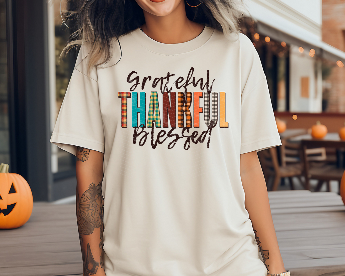 Grateful Thankful Blessed plaid