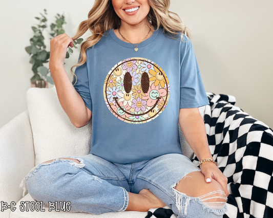 Groovy Floral Smiley DTF TRANSFER