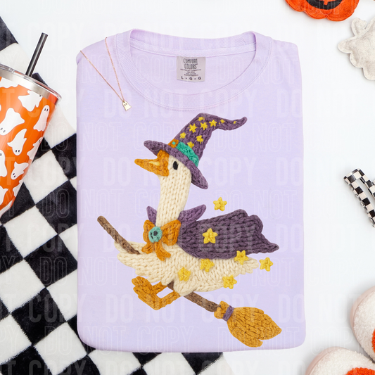 Halloween Goose Broom Faux Yarn DTF TRANSFER