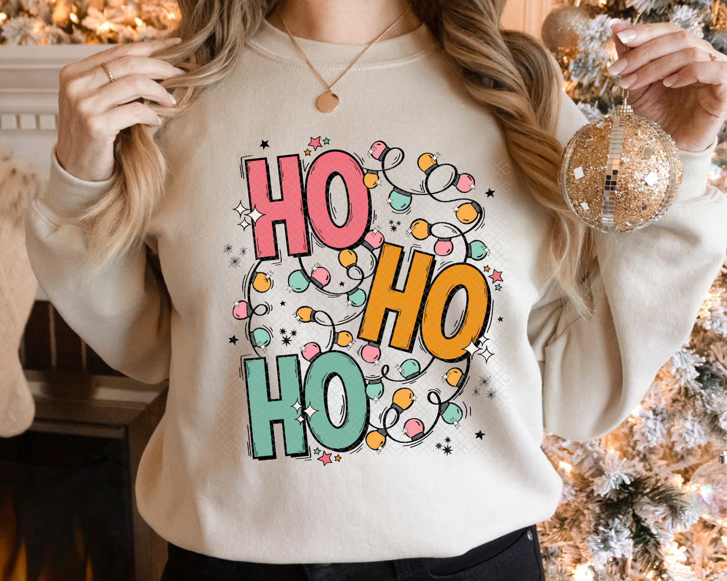 HO HO HO Lights DTF TRANSFER