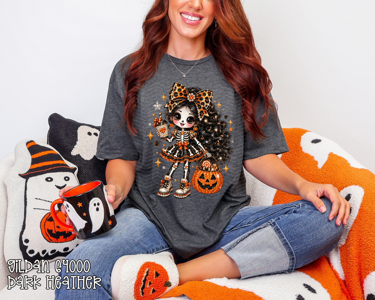 Halloween Skellie Girl Rhinestone DTF TRANSFER