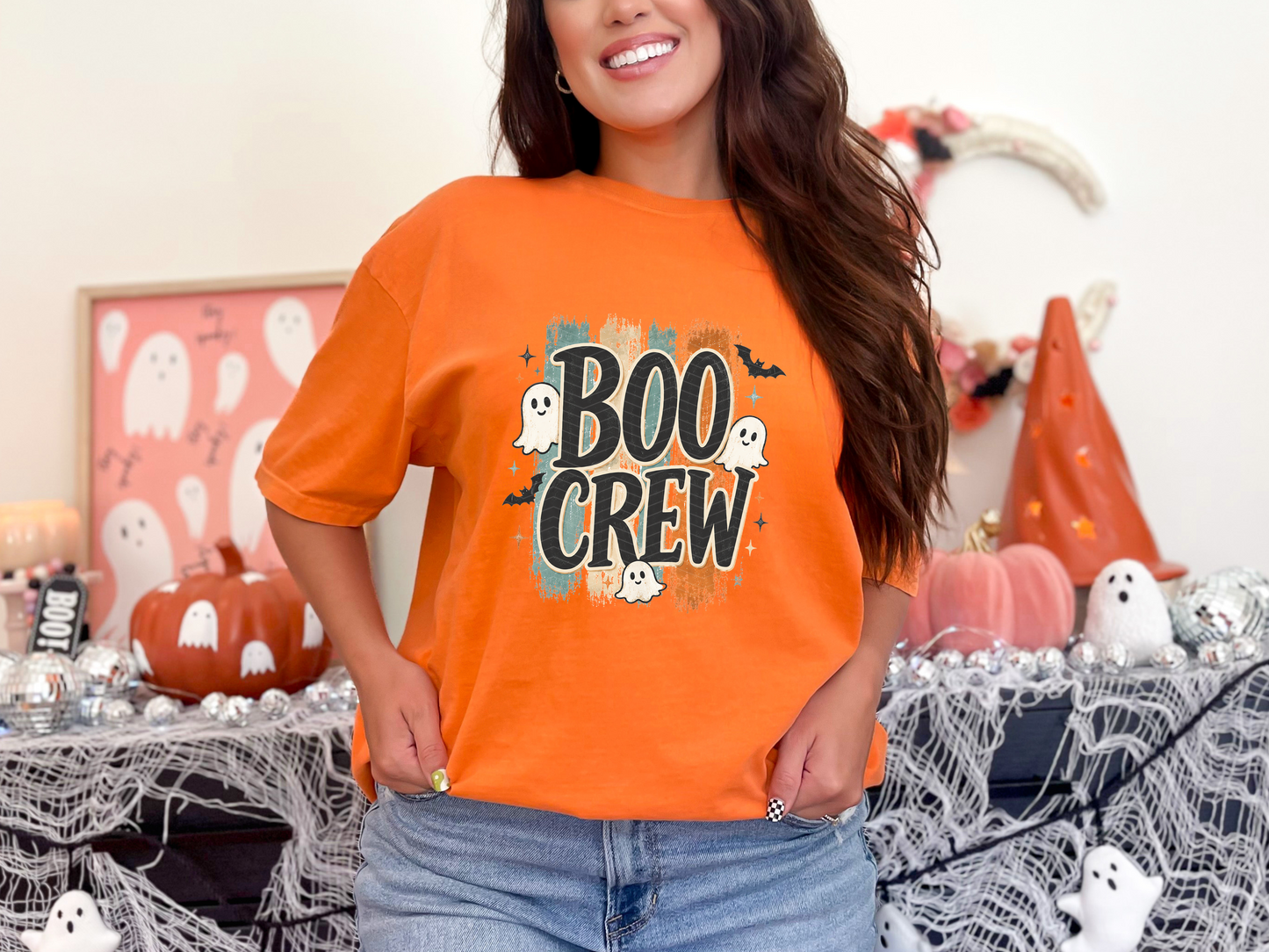 Halloween Stripes Boo Crew Green DTF TRANSFER