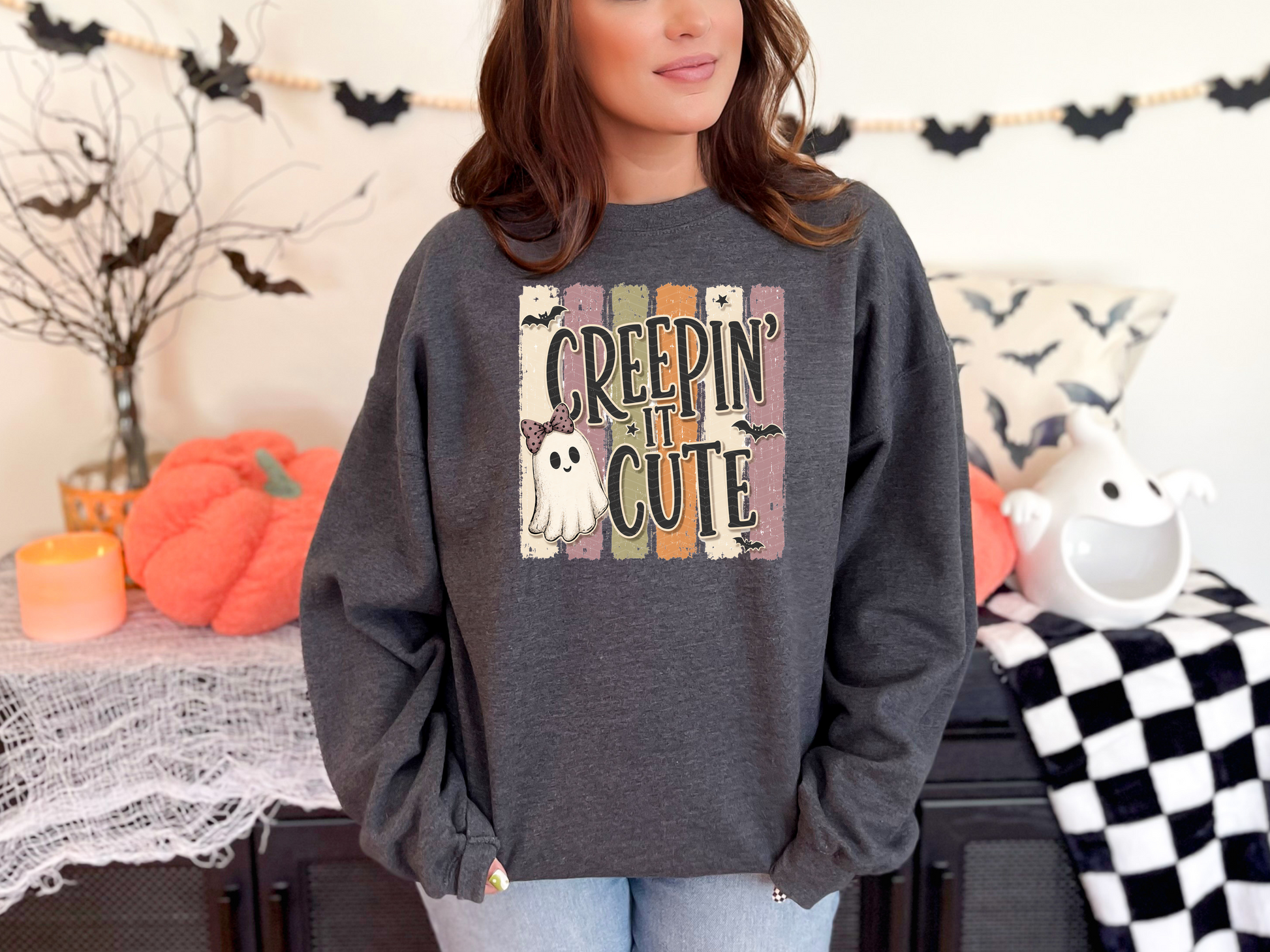 Halloween Stripes Creepin It Cute DTF TRANSFER