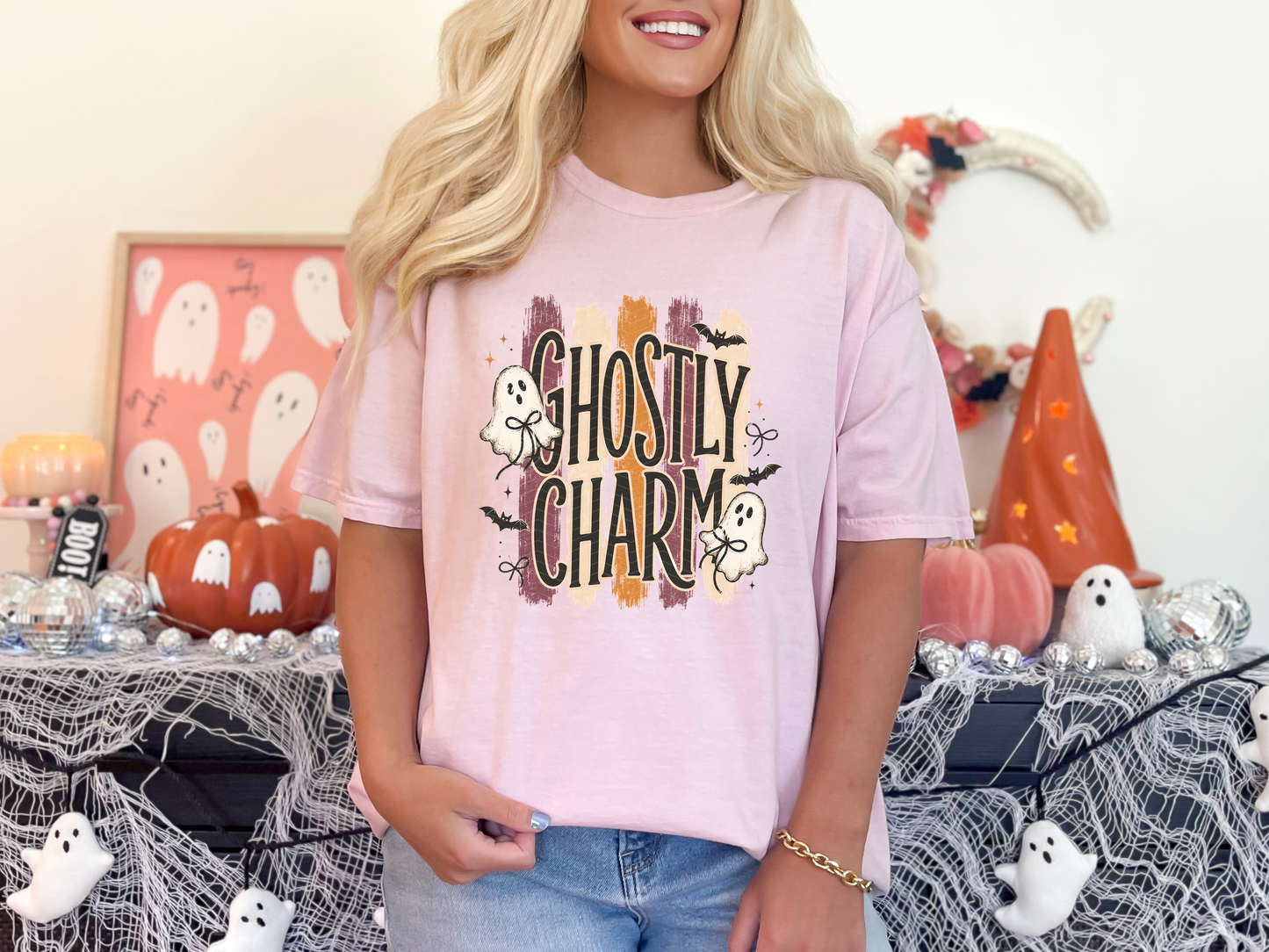 Halloween Stripes Ghostly Charm DTF TRANSFER