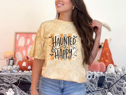 Halloween Stripes Haunted & Happy DTF TRANSFER
