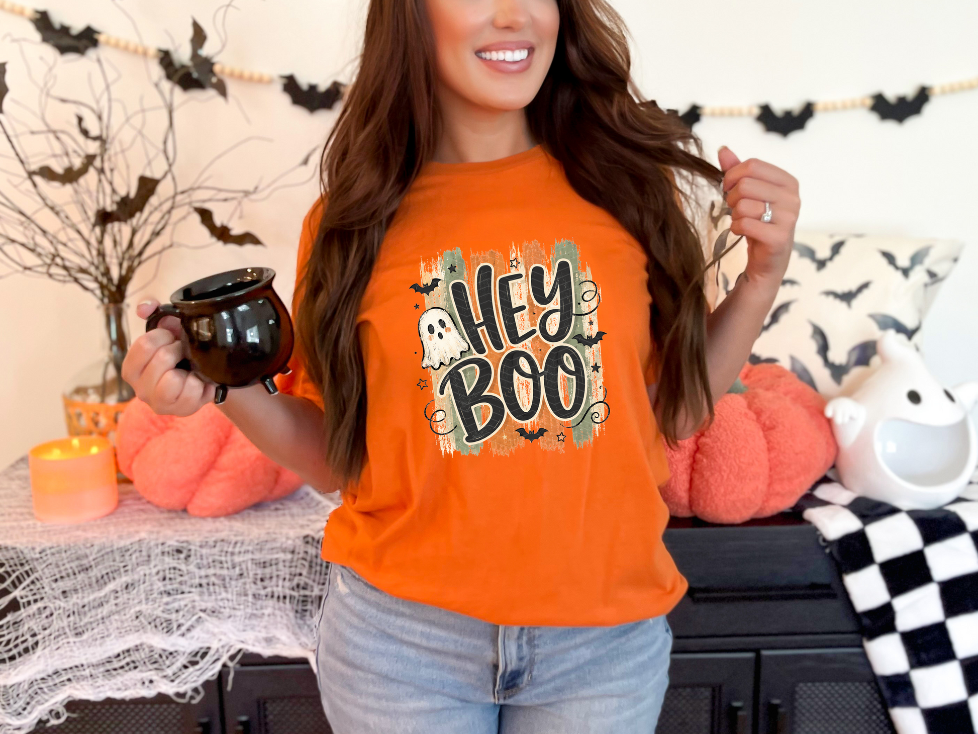 Halloween Stripes Hey Boo DTF TRANSFER